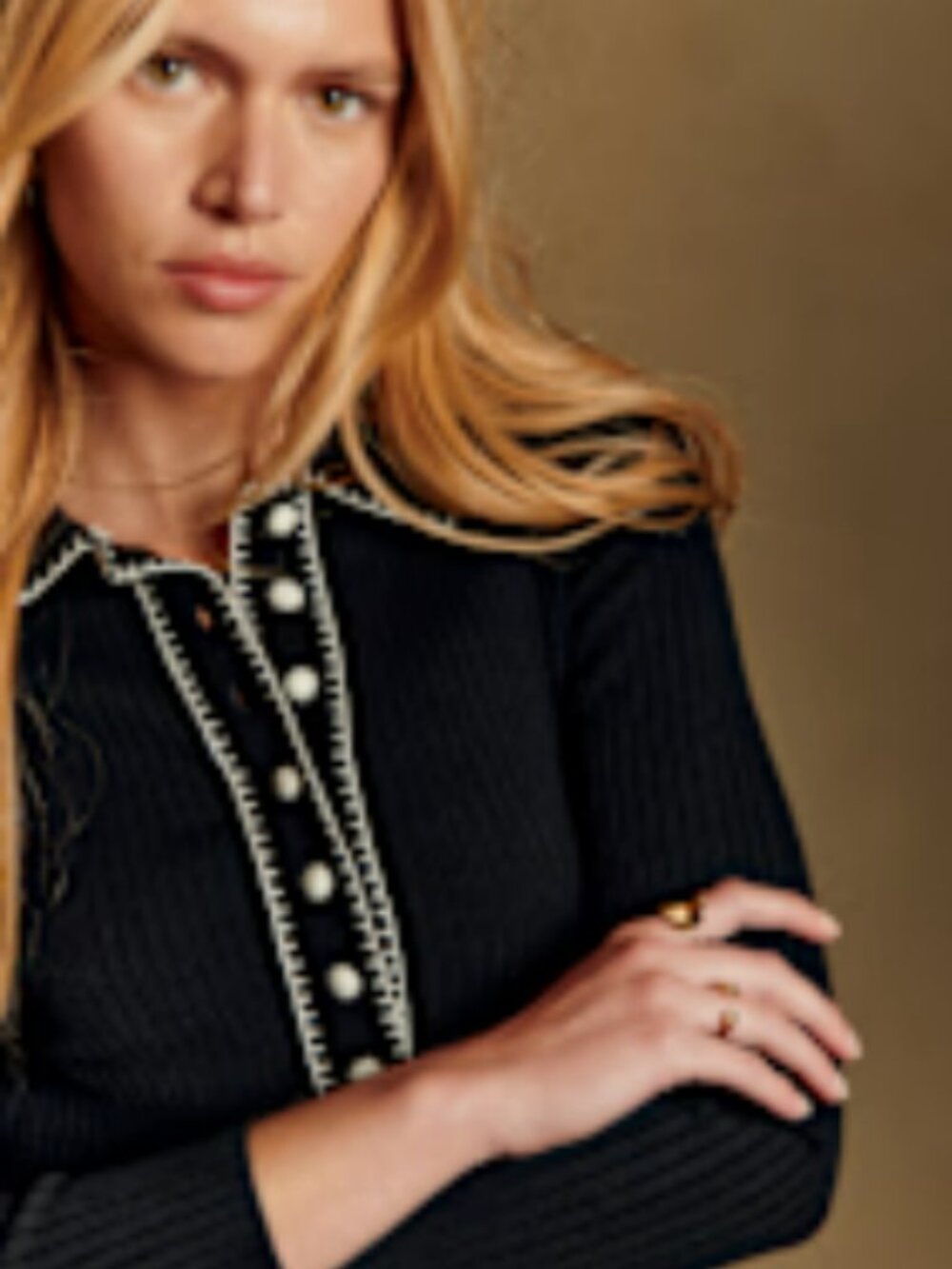 Sezane Armelle Jumper Shirt Top Blouse Sweater Black Size XL Runs Like Med Large
